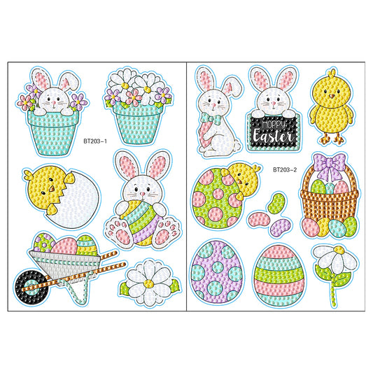 2pcs Diamonds Painting Stickers Kit Easter Style DIY for Kids Adult Gift Rewards