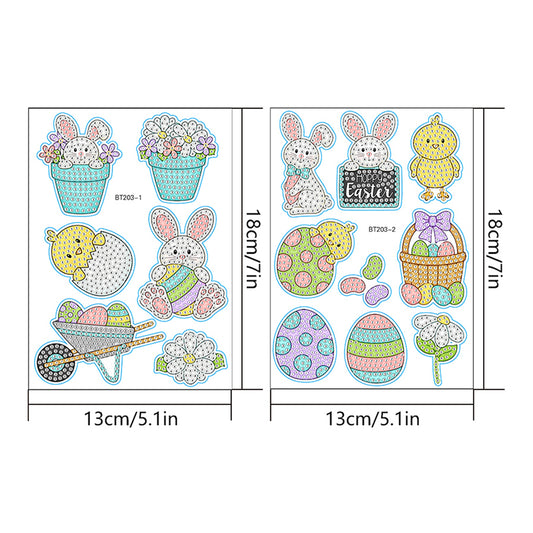 2pcs Diamonds Painting Stickers Kit Easter Style DIY for Kids Adult Gift Rewards