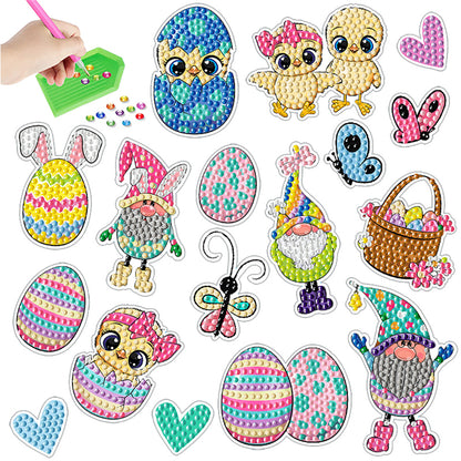 2pcs Diamonds Painting Stickers Kit Easter Style DIY for Kids Adult Gift Rewards