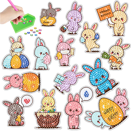 2pcs Diamonds Painting Stickers Kit Easter Style DIY for Kids Adult Gift Rewards