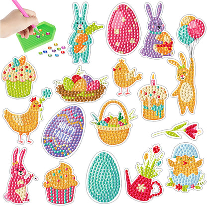 2pcs Diamonds Painting Stickers Kit Easter Style DIY for Kids Adult Gift Rewards