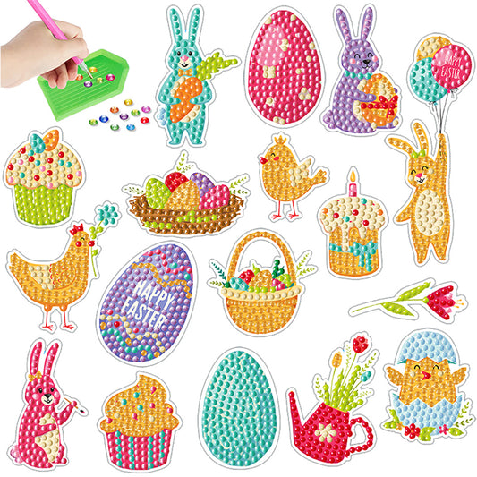 2pcs Diamonds Painting Stickers Kit Easter Style DIY for Kids Adult Gift Rewards