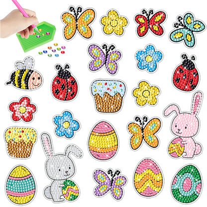 2pcs Diamonds Painting Stickers Kit Easter Style DIY for Kids Adult Gift Rewards