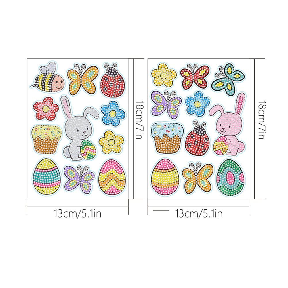 2pcs Diamonds Painting Stickers Kit Easter Style DIY for Kids Adult Gift Rewards