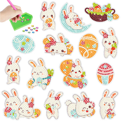 2pcs Diamonds Painting Stickers Kit Easter Style DIY for Kids Adult Gift Rewards