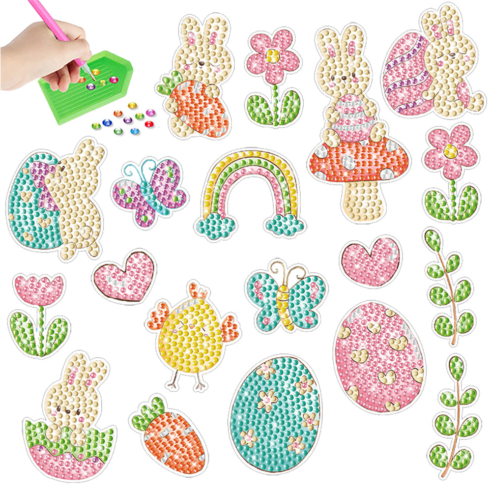 2pcs Diamonds Painting Stickers Kit Easter Style DIY for Kids Adult Gift Rewards