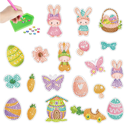2pcs Diamonds Painting Stickers Kit Easter Style DIY for Kids Adult Gift Rewards