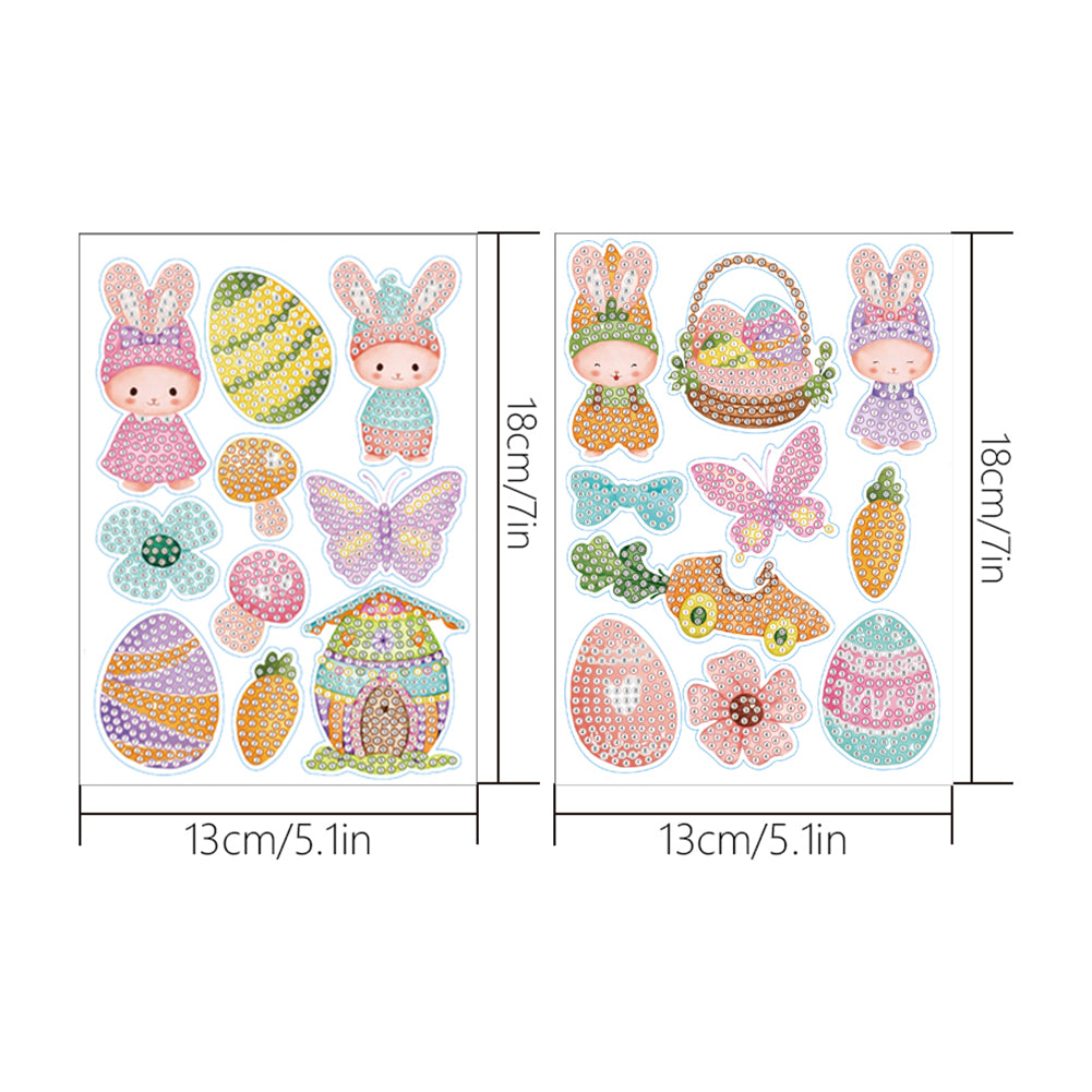 2pcs Diamonds Painting Stickers Kit Easter Style DIY for Kids Adult Gift Rewards