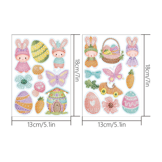 2pcs Diamonds Painting Stickers Kit Easter Style DIY for Kids Adult Gift Rewards