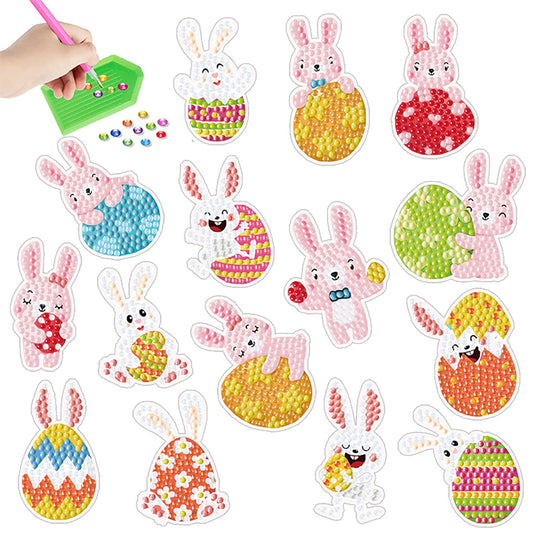 2pcs Diamonds Painting Stickers Kit Easter Style DIY for Kids Adult Gift Rewards