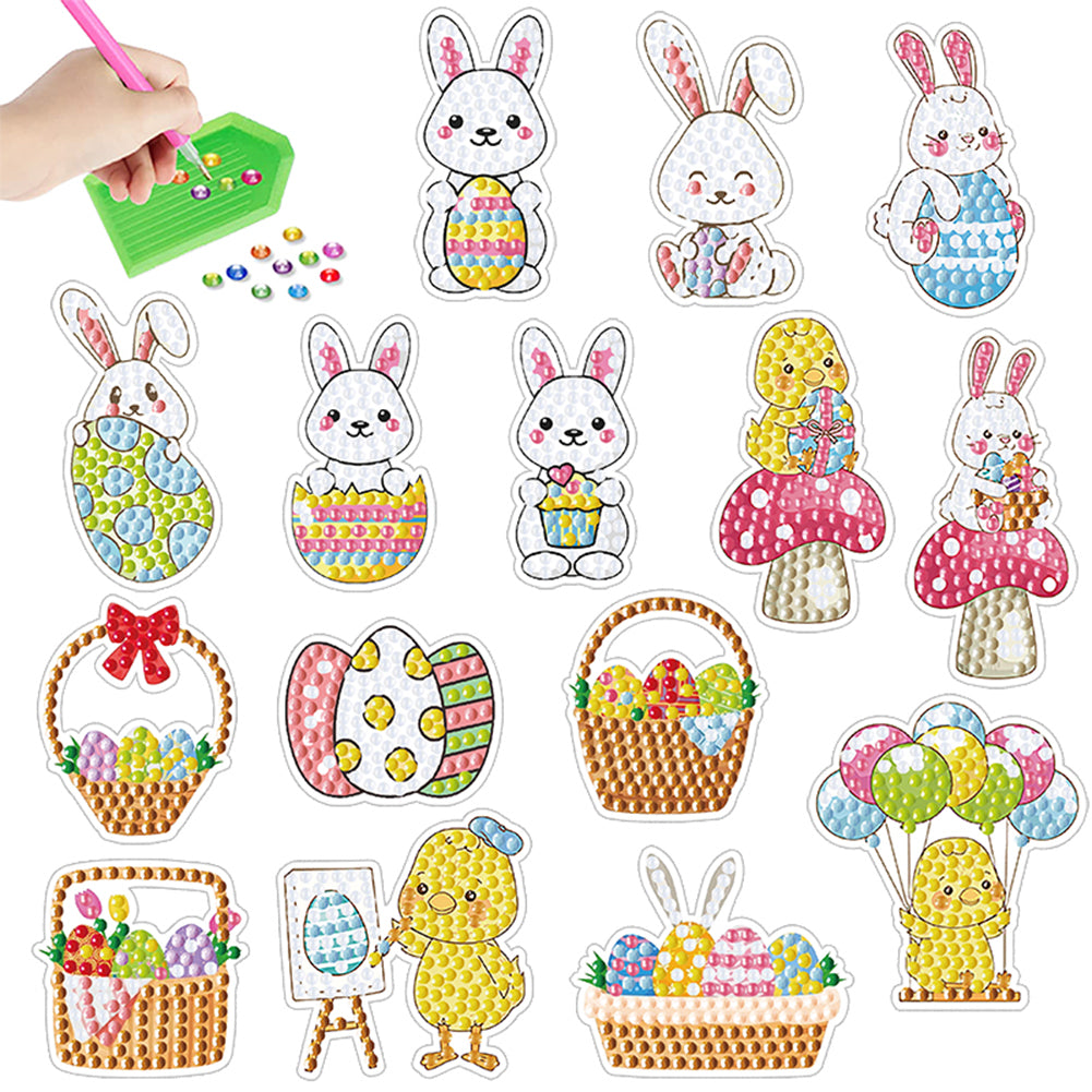 2pcs Diamonds Painting Stickers Kit Easter Style DIY for Kids Adult Gift Rewards