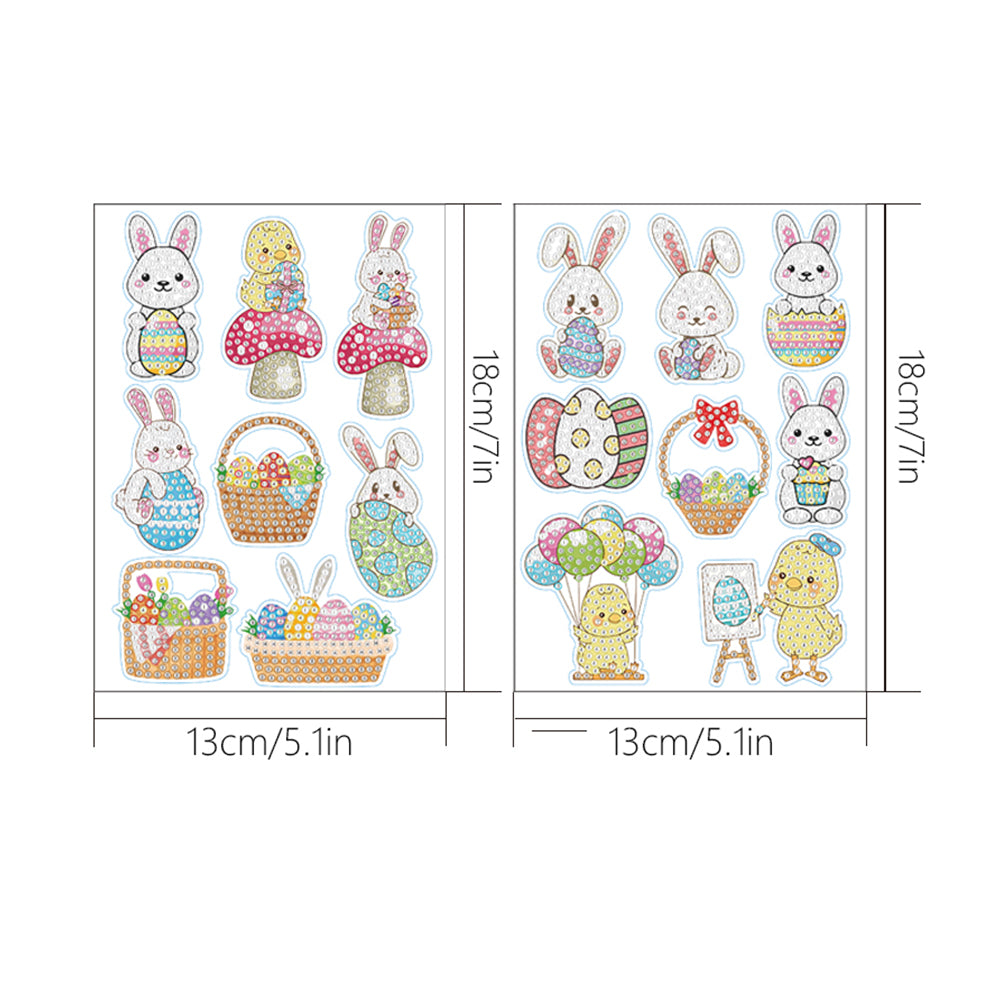 2pcs Diamonds Painting Stickers Kit Easter Style DIY for Kids Adult Gift Rewards