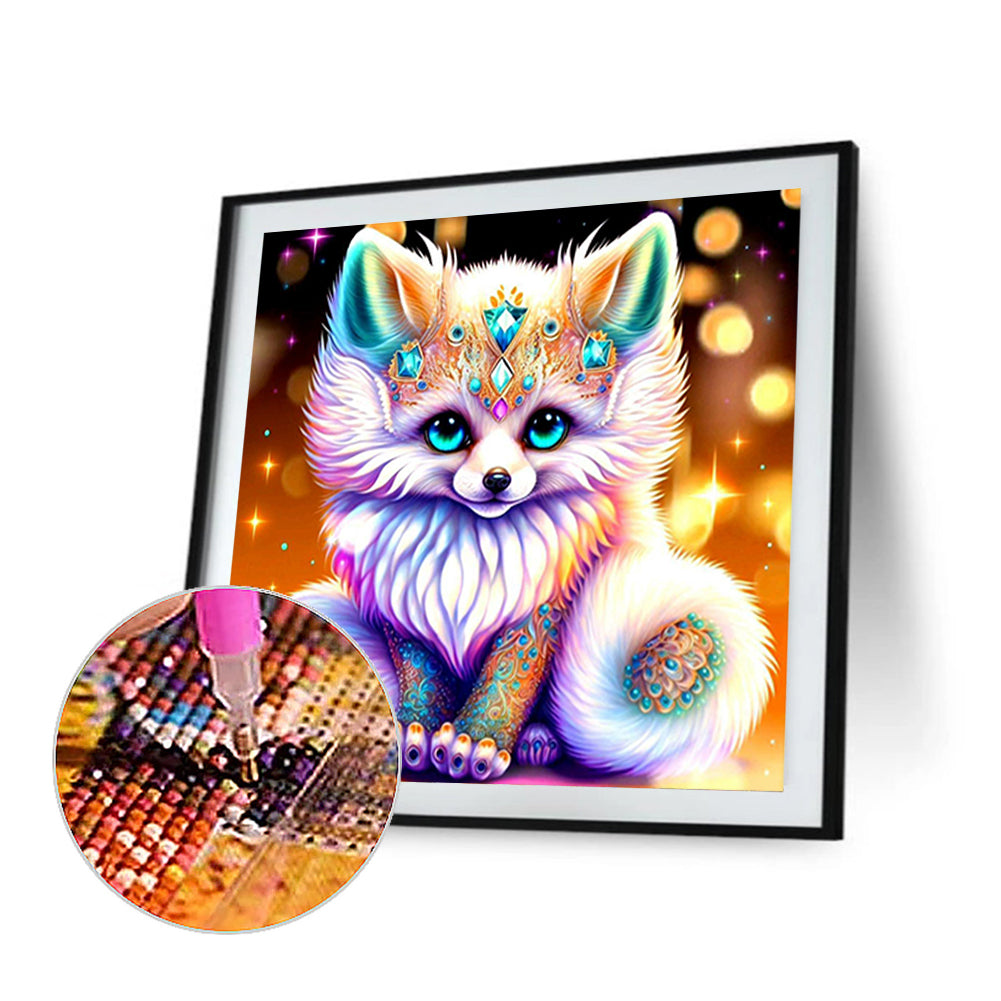 Jeweled Little Arctic Fox - Full Round Drill Diamond Painting 30*30CM