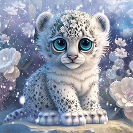 Jeweled Little White Tiger - Full Round Drill Diamond Painting 30*30CM