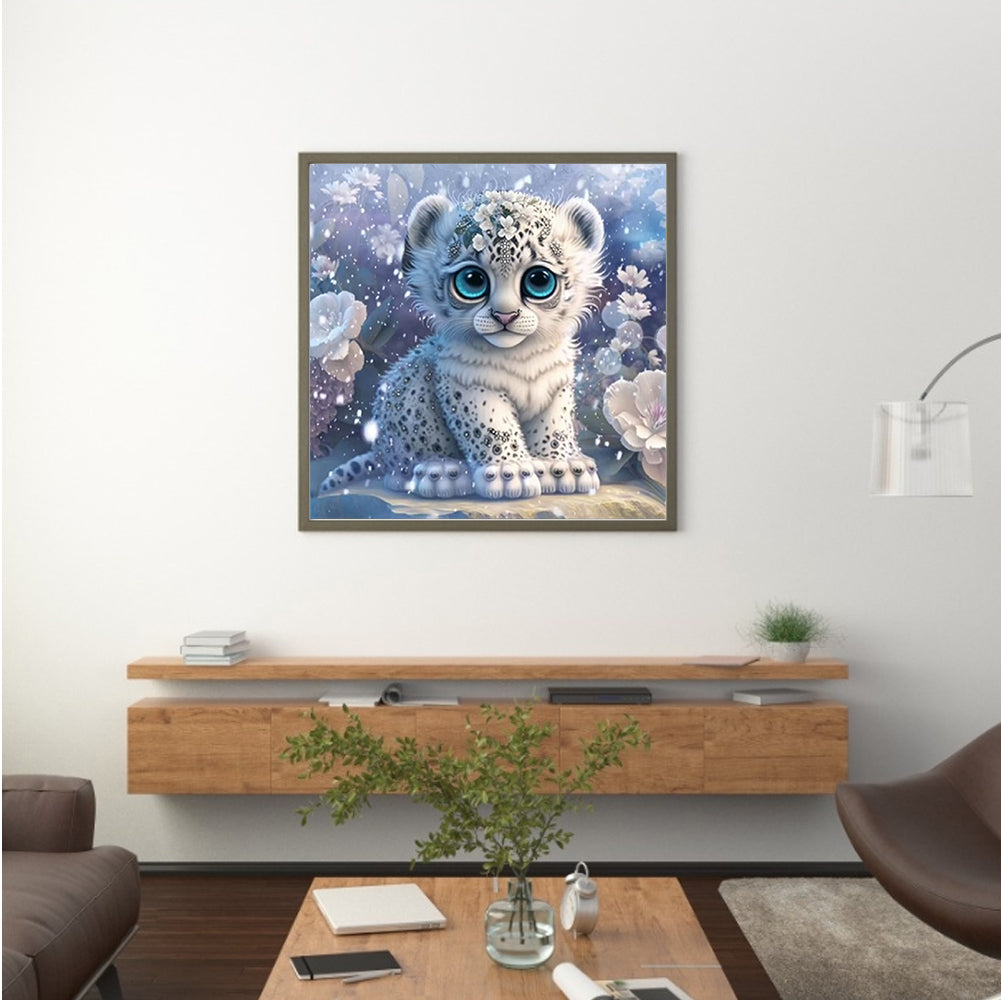 Jeweled Little White Tiger - Full Round Drill Diamond Painting 30*30CM