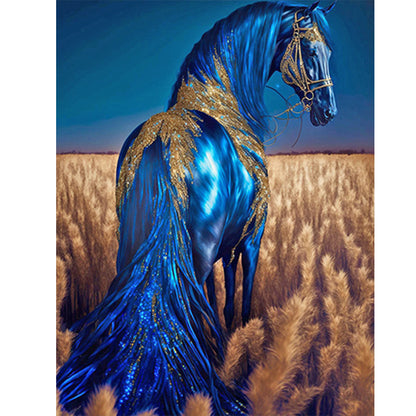 Blue Horse - Full Round Drill Diamond Painting 30*40CM