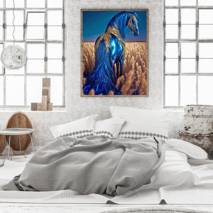 Blue Horse - Full Round Drill Diamond Painting 30*40CM