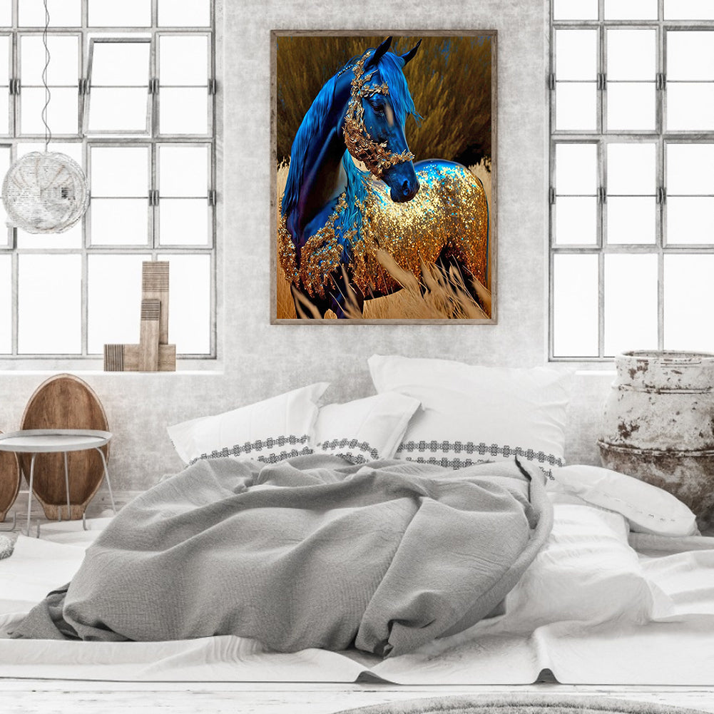 Blue Horse - Full Round Drill Diamond Painting 30*40CM