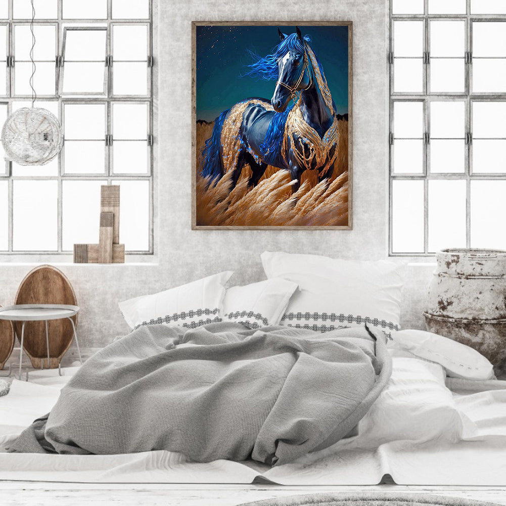 Blue Horse - Full Round Drill Diamond Painting 30*40CM