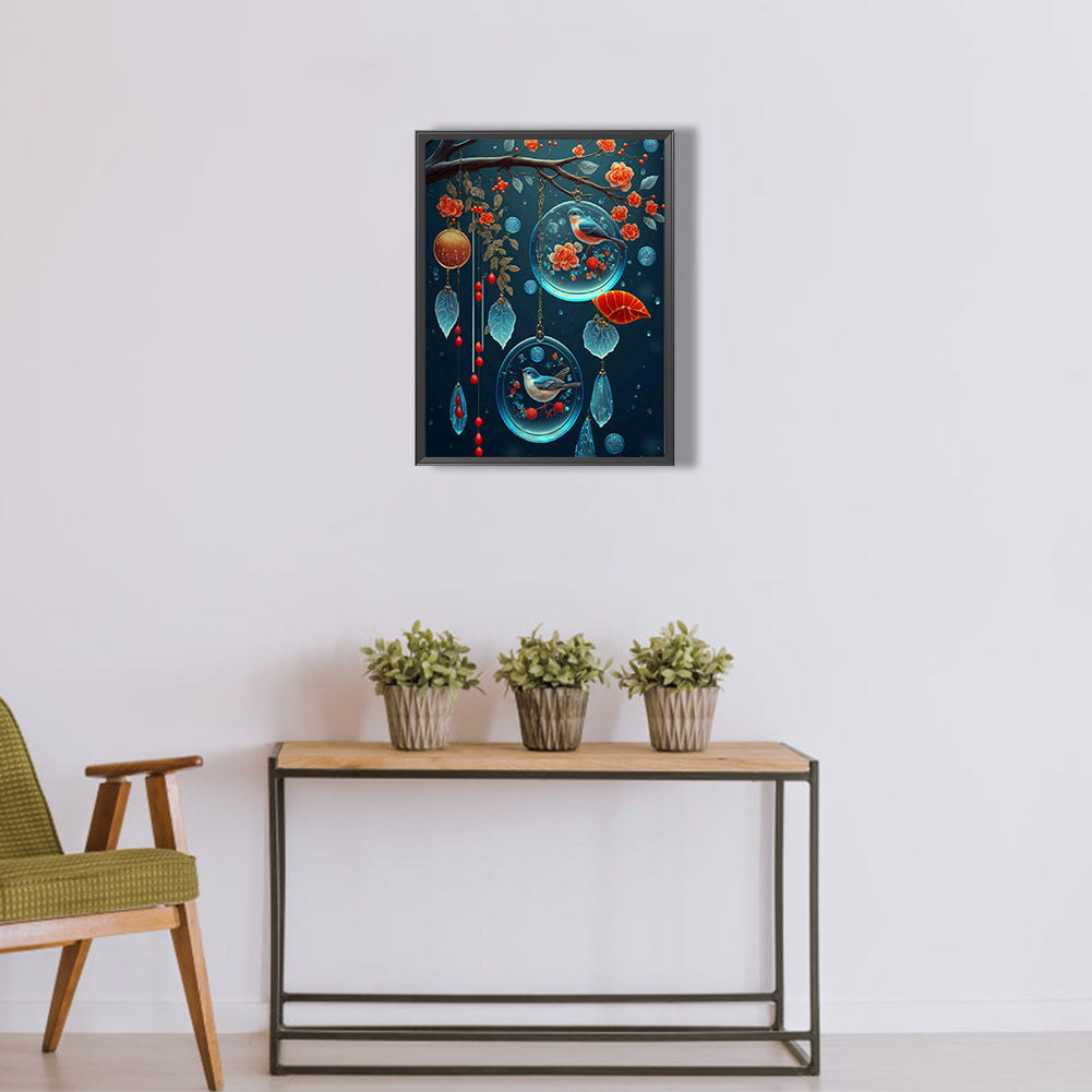 Fantasy Flower And Bird Crystal Wind Chime - Full Round Drill Diamond Painting 30*40CM