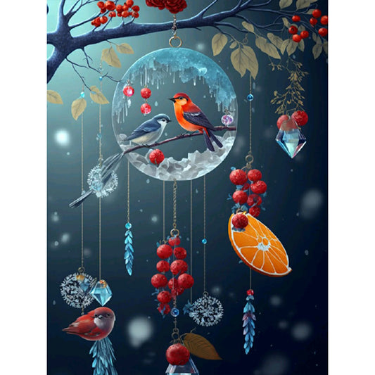 Fantasy Flower And Bird Crystal Wind Chime - Full Round Drill Diamond Painting 30*40CM