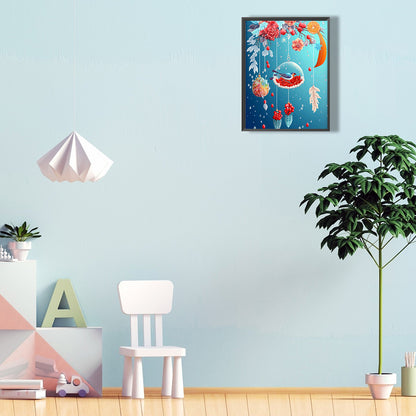 Fantasy Flower And Bird Crystal Wind Chime - Full Round Drill Diamond Painting 30*40CM