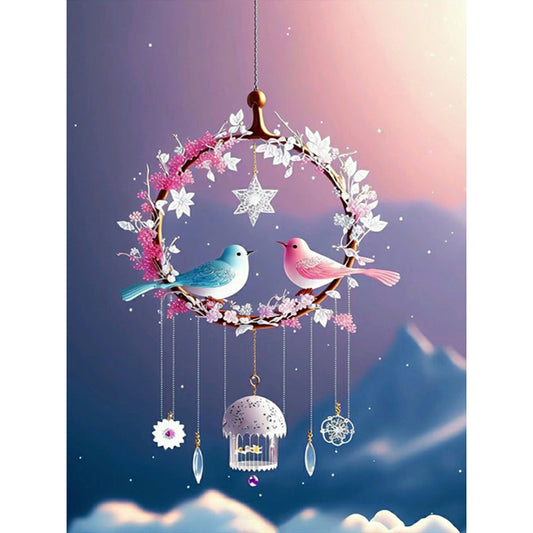 Fantasy Flower And Bird Crystal Wind Chime - Full Round Drill Diamond Painting 30*40CM