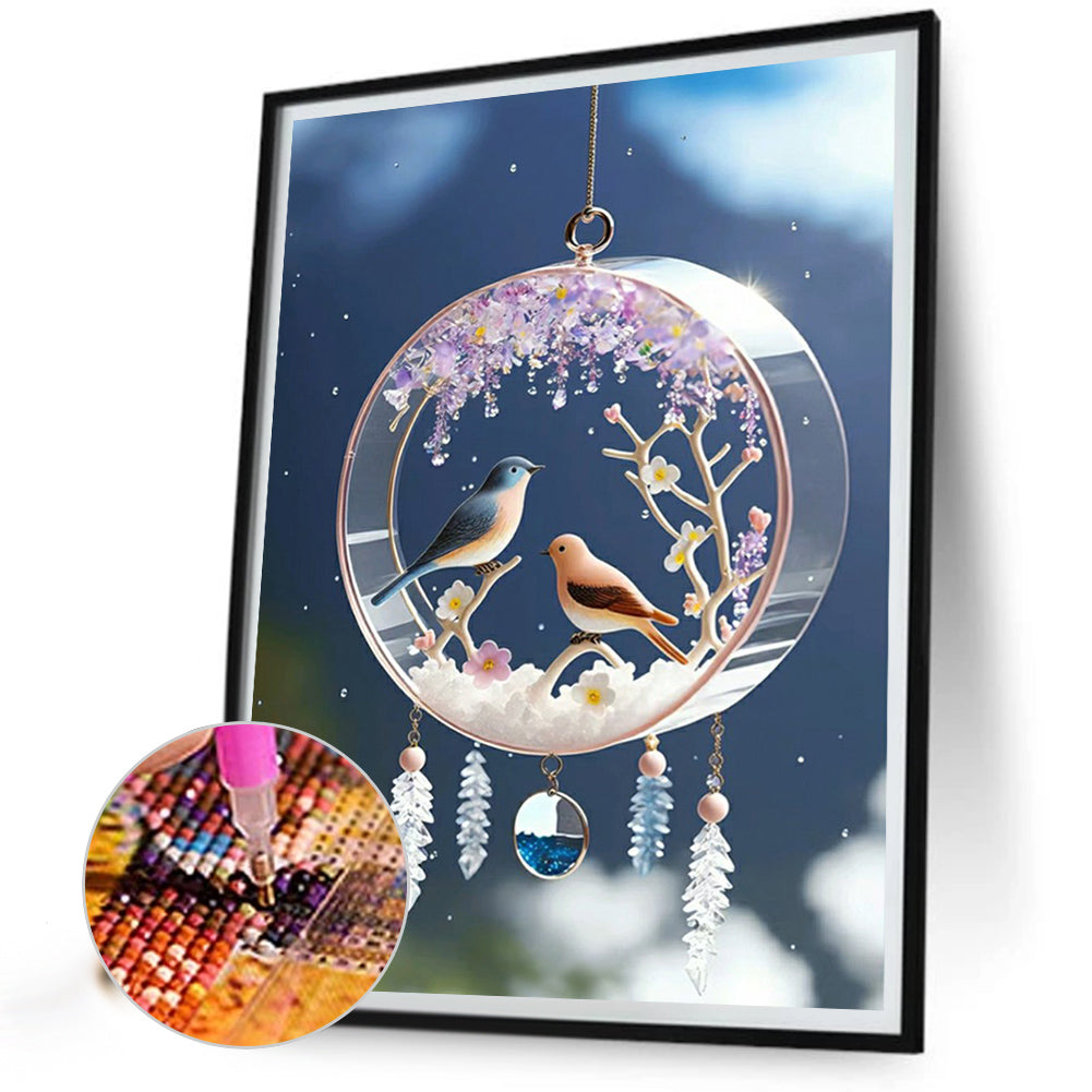 Fantasy Flower And Bird Crystal Wind Chime - Full Round Drill Diamond Painting 30*40CM