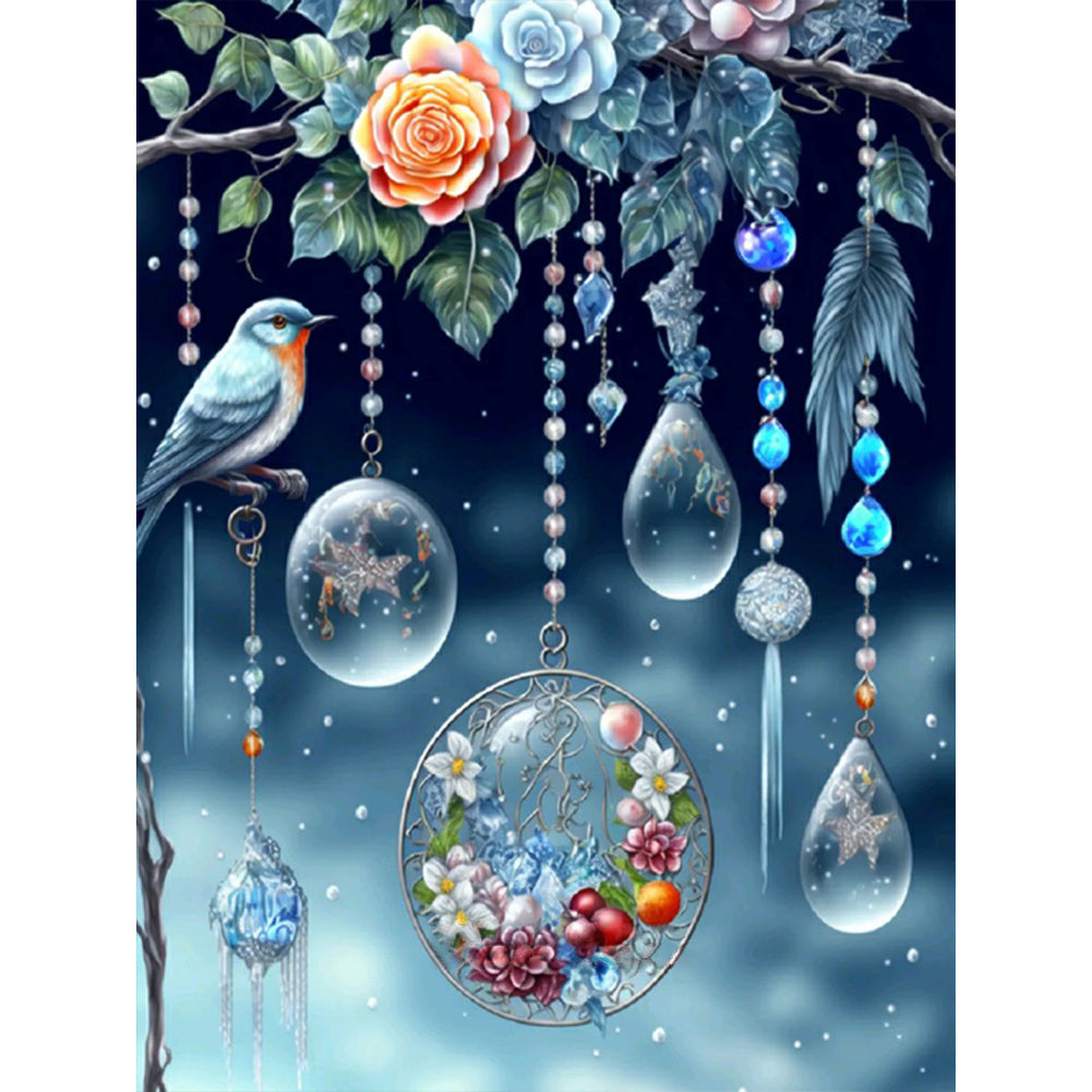 Fantasy Flower And Bird Crystal Wind Chime - Full Round Drill Diamond Painting 30*40CM