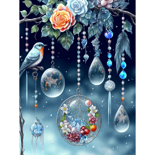 Fantasy Flower And Bird Crystal Wind Chime - Full Round Drill Diamond Painting 30*40CM