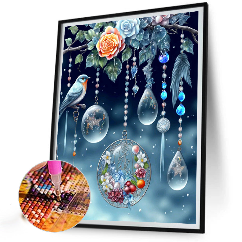 Fantasy Flower And Bird Crystal Wind Chime - Full Round Drill Diamond Painting 30*40CM