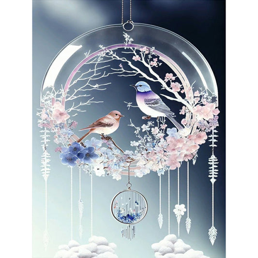 Fantasy Flower And Bird Crystal Wind Chime - Full Round Drill Diamond Painting 30*40CM