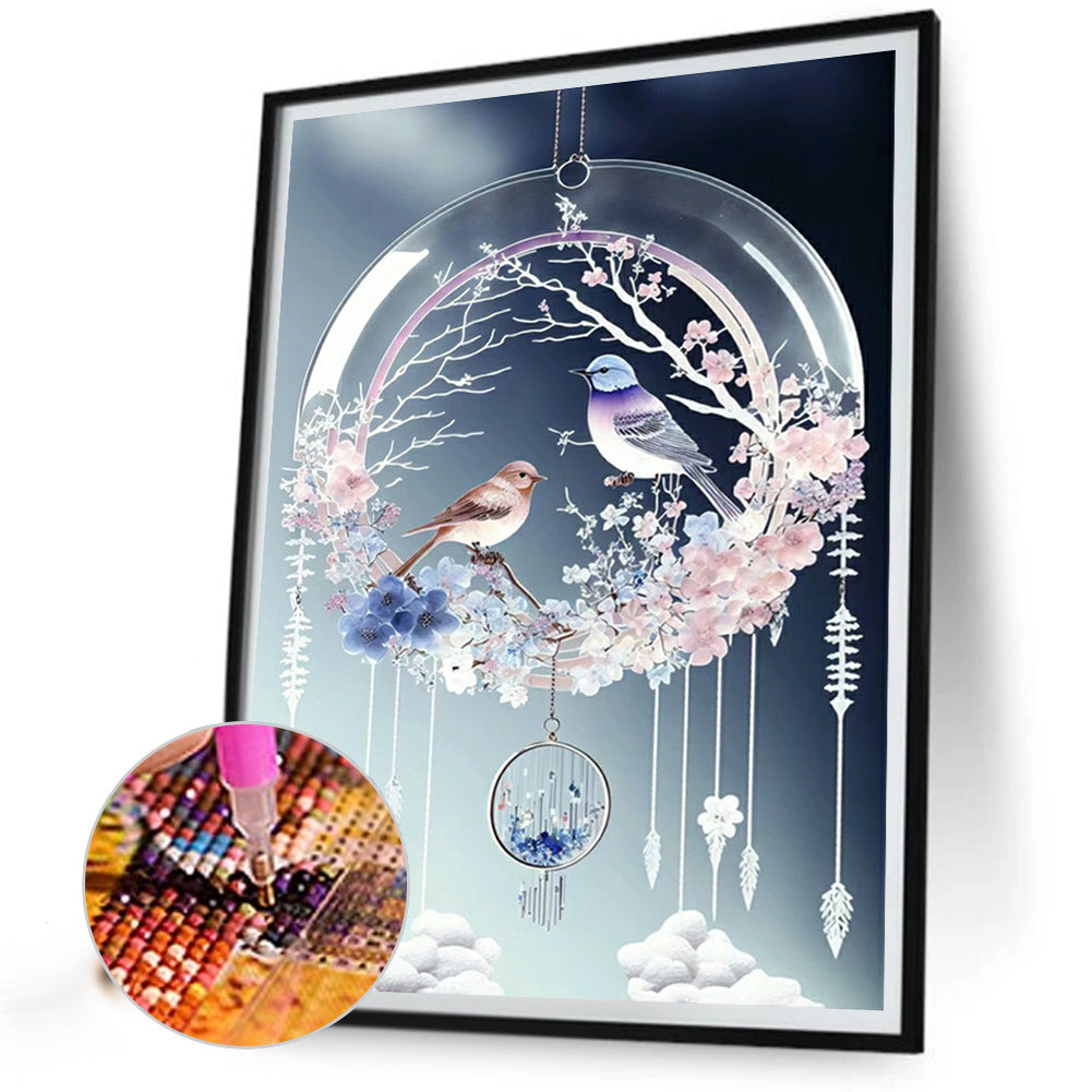 Fantasy Flower And Bird Crystal Wind Chime - Full Round Drill Diamond Painting 30*40CM