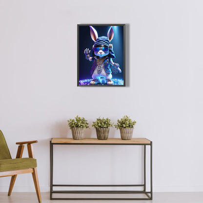 Rock Animal Rabbit On Stage - Full Round Drill Diamond Painting 30*40CM