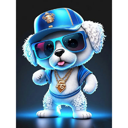 Rock Animal Puppy On Stage - Full Round Drill Diamond Painting 30*40CM