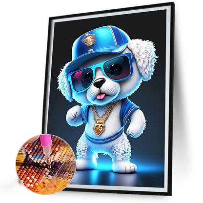 Rock Animal Puppy On Stage - Full Round Drill Diamond Painting 30*40CM