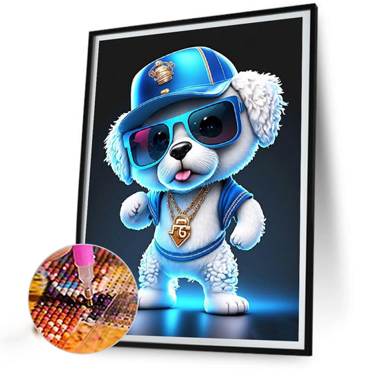 Rock Animal Puppy On Stage - Full Round Drill Diamond Painting 30*40CM