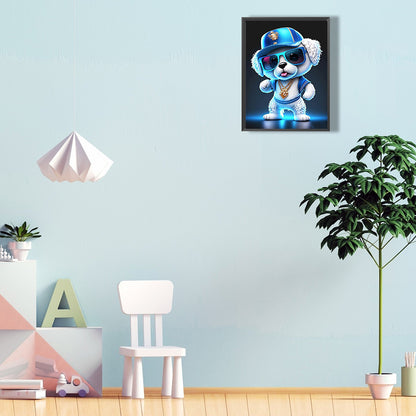 Rock Animal Puppy On Stage - Full Round Drill Diamond Painting 30*40CM