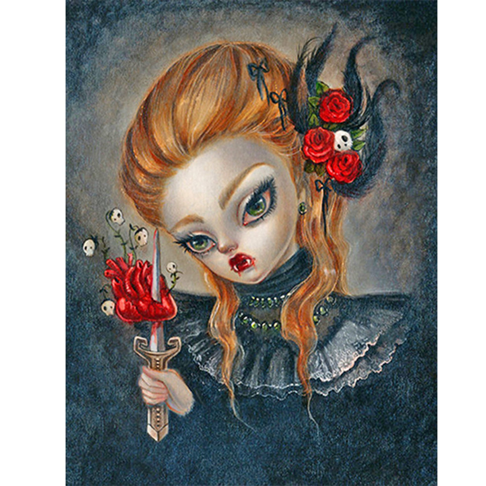 Gothic Horror Decadent Girl - Full Round Drill Diamond Painting 30*40CM