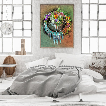 Wolf Four Seasons Dream Catcher - Full Round Drill Diamond Painting 30*40CM