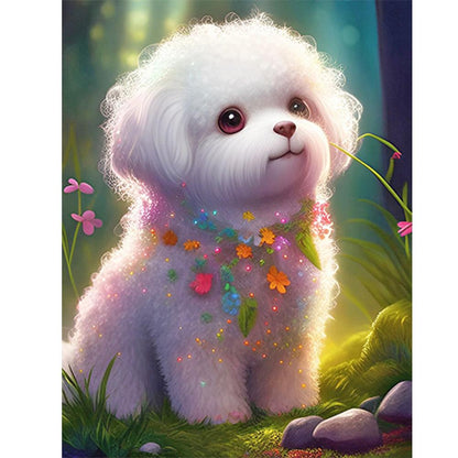 Flower Version Zodiac Dog - Full Round Drill Diamond Painting 30*40CM