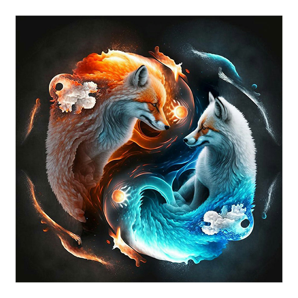 Fox Yin And Yang Diagram - Full Square Drill Diamond Painting 30*30CM