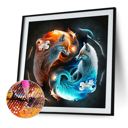 Fox Yin And Yang Diagram - Full Square Drill Diamond Painting 30*30CM