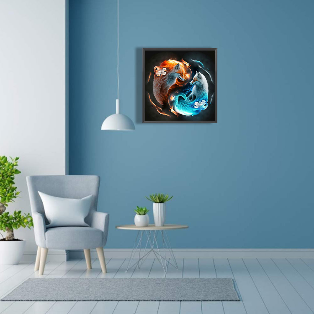 Fox Yin And Yang Diagram - Full Square Drill Diamond Painting 30*30CM