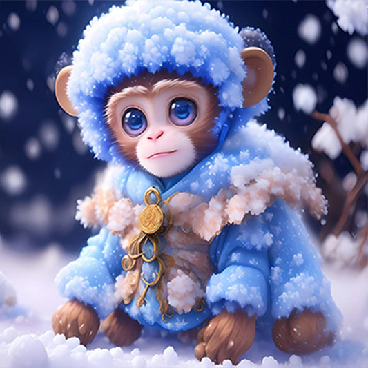 Winter Edition Zodiac Monkey - Full Round Drill Diamond Painting 30*30CM