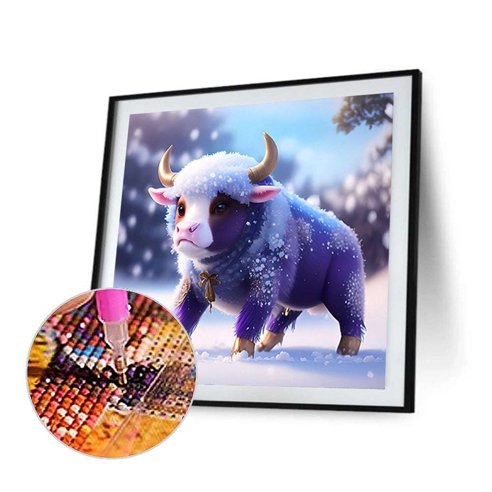 Winter Edition Zodiac Ox - Full Round Drill Diamond Painting 30*30CM