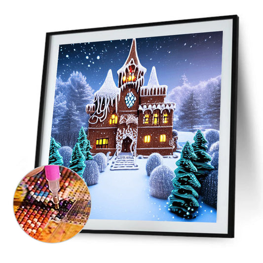 Hut Snow Scene - Full Round Drill Diamond Painting 40*40CM