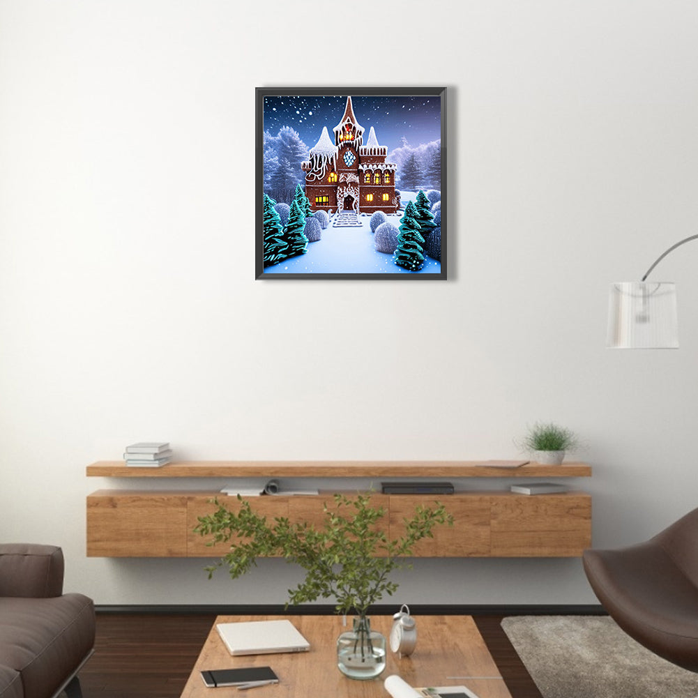 Hut Snow Scene - Full Round Drill Diamond Painting 40*40CM