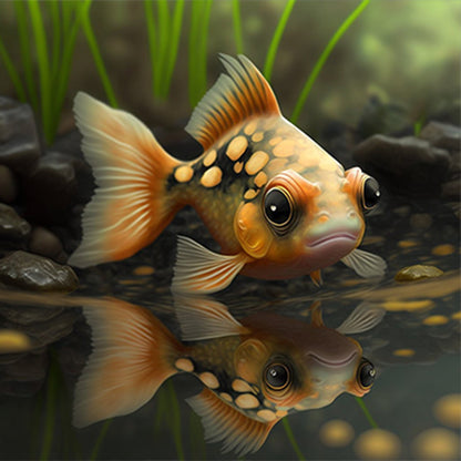 Small Goldfish - Full Round Drill Diamond Painting 30*30CM