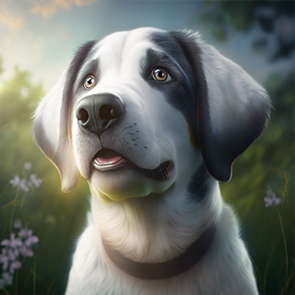 White Dog - Full Round Drill Diamond Painting 30*30CM